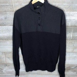 COS medium navy colorblock button up quarter button long sleeve sweater